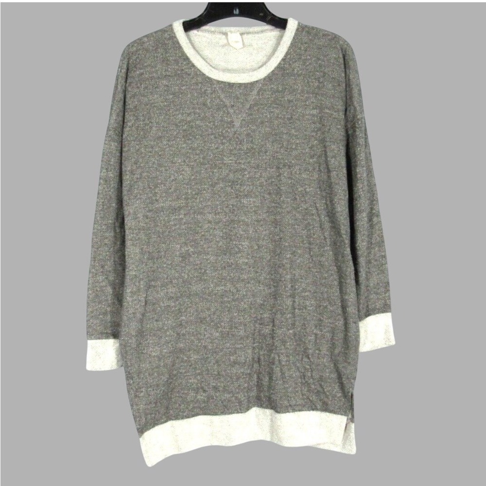BELLAMIE Gray FRENCH TERRY Blouse ELBOW PATCHES Pockets SWEATSHIRT Tunic Top M